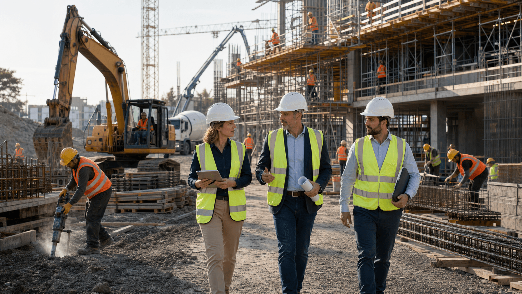 Industriearbeitskräfte aus Rumänien auf einem Bau- und Produktionsgelände