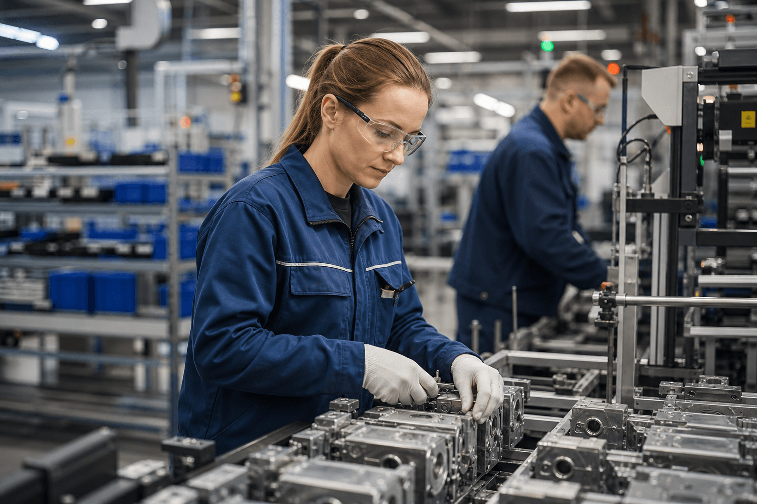 Qualifizierte Fachkräfte in einer modernen Produktionsumgebung